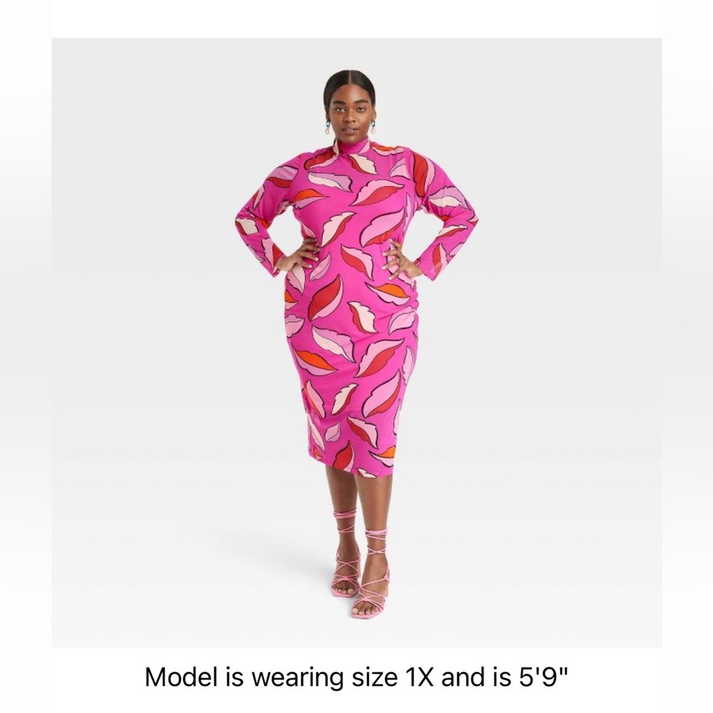 Women's Plus Size Mesh Bodycon Printed Dress